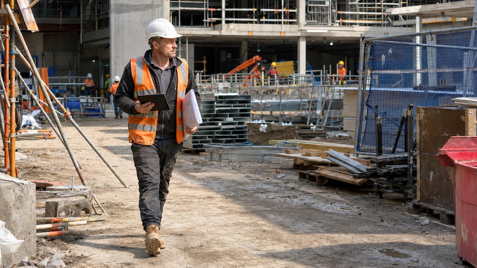 Construction manager inspecting a fit-out