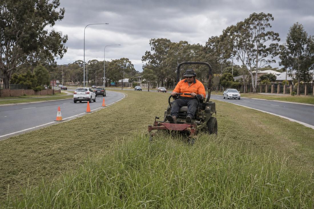 Ride-on mower maintaining a large open site